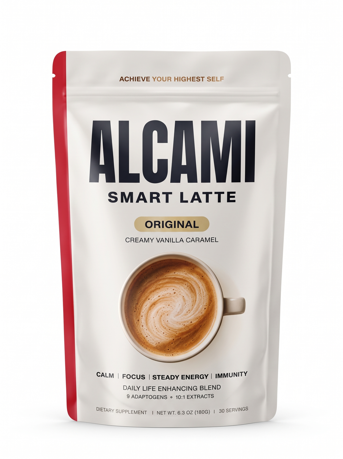 Alcami Smart Latte pouch in Original creamy vanilla caramel flavour