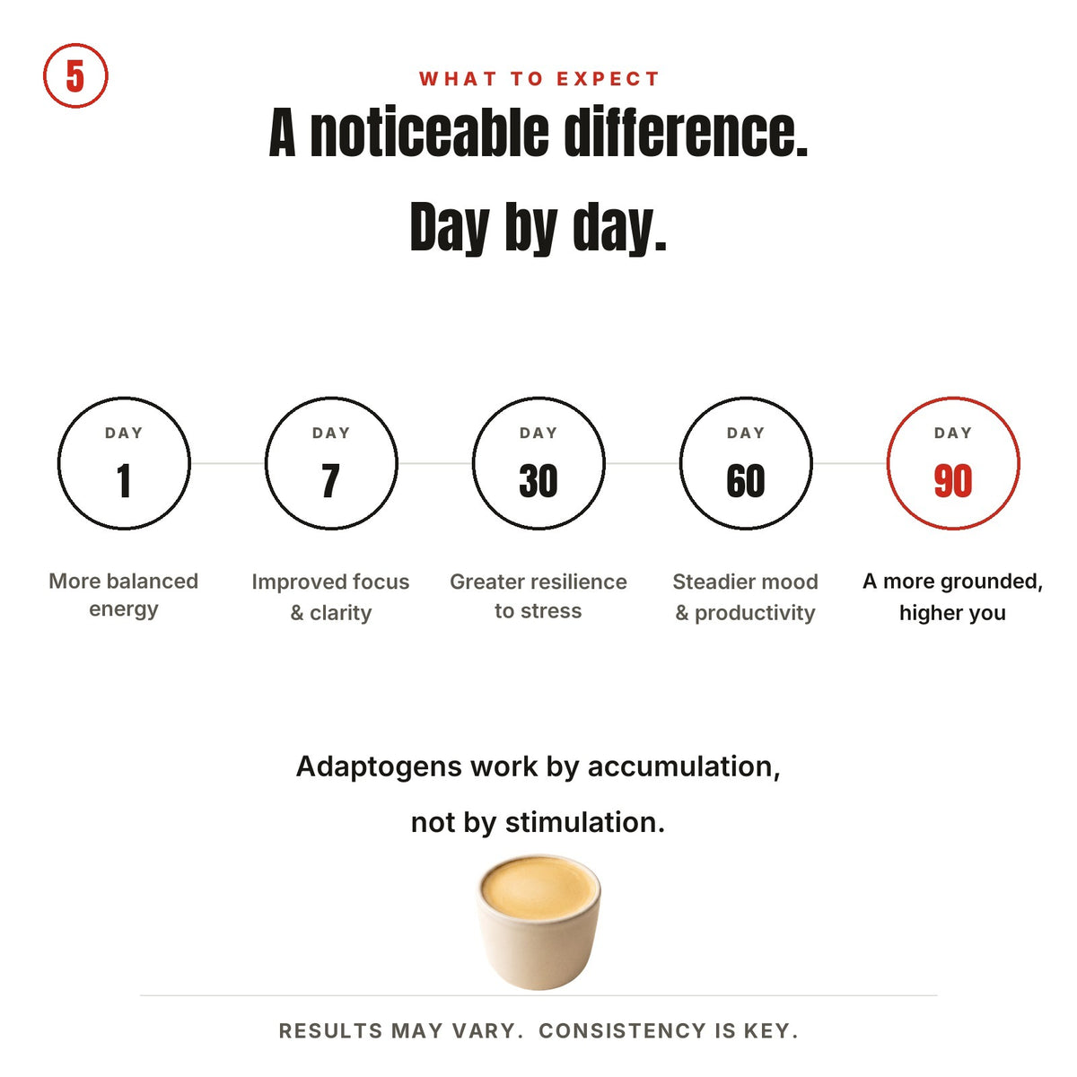 A noticeable difference, day by day: what to expect at day 1, 7, 30, 60 and 90, because adaptogens work by accumulation, not stimulation