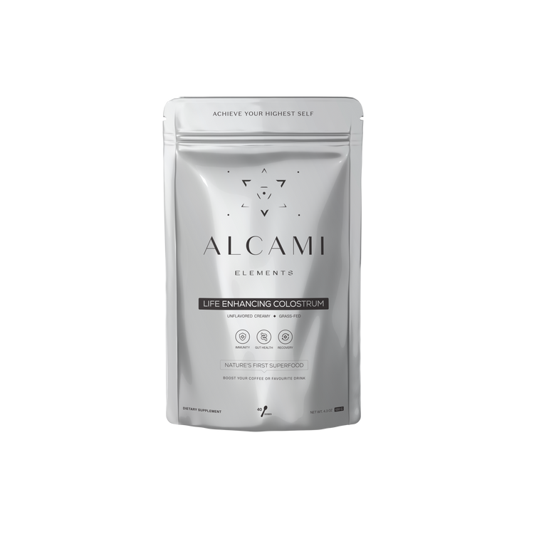 Alcami Elements Life Enhancing Colostrum pouch, grass-fed and unflavored.