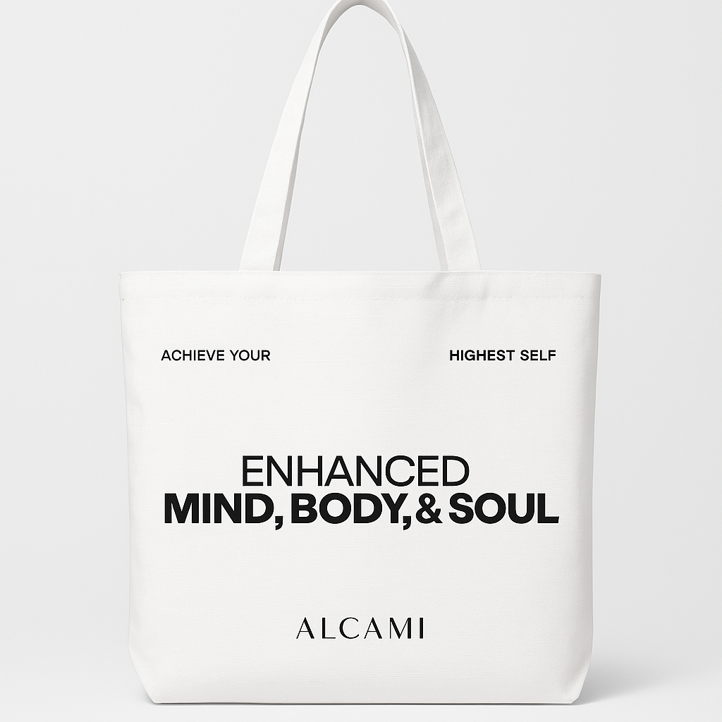 Tote orgánico Alcami “Mente mejorada, cuerpo & alma”